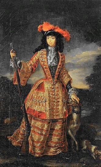 Jan Frans van Douven Anna Maria Luisa de' Medici in hunting dress oil painting picture